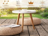 Round Side Table with Wooden Tray, Mid-Century Accent End Table with Bamboo Legs for Living Room 08772069