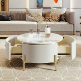 Modern Round Coffee Table with 2 large Drawers Storage Accent Table WF311606AAK