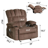 ZNTS Vanbow.Recliner Chair Massage Heating sofa with USB and side pocket 2 Cup Holders W1521111858