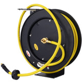 ZNTS Air Hose Reel Retractable 3/8" Inch x 50' Foot SBR Rubber Hose Max 300PSI Heavy Duty Industrial W46566955