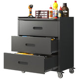 ZNTS Heavy-Duty Metal Storage Cabinet with Wheels - 3 Drawer Tool Cabinet for Garage, Office, and Home T2398P242683