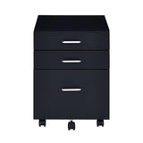 Rectangular Mobile Cabinet with 3 Drawers, Black and Chrome B016P325920