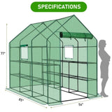 Large Walk-in Greenhouse with PE Cover & Side Windows, 12-Shelf Indoor Outdoor Portable Greenhouse 56817319