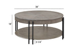 ZNTS 1pc Contemporary Round Coffee Table with Storage Shelf Black Brown Tan / Beige Finish Living Room B011P245444