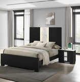 1pc Contemporary Black Finish Nightstand Two Drawers Metal knobs Black White Bedroom Wooden B011P255209