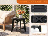 2-Tier Eucalyptus Wood Patio Side Table, Rustic Slatted Outdoor End Table with Bottom Storage Shelf, 79458197