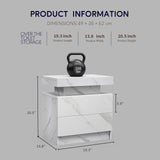 Nightstand LED Bedside Table Cabinet Lights Modern End Side with 2 Drawers for Bedroom W2371P173487