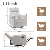 ZNTS Modern Upholstered Rocker Nursery Chair Plush Seating Glider Swivel Recliner Chair, Beige 06954011