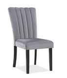 2pc Casual Upholstered Velvet Upholstery Chair Channel Tufted Back Wooden Dining Room Furniture Gray B011P261181
