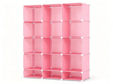 3-Cube Pink Modular Kids Closet, PP & Metal Storage Organizer with Hanging Rods, Tool-Free Assembly 28375438