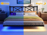 Queen Size Floating Bed Frame with Headboard and Storage, Full Size Platform Bed Frame with USB W840P383354