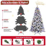 Artificial 8ft Flock Christmas Tree with 1793PE/PVC Mixed Branch Tips, 470L warm white lights, 69934052