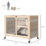 ZNTS Pet cage /Wood Rabbit Hutch-Natural （Prohibited by WalMart） 19946198