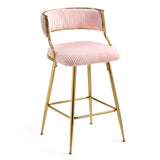 (SET of 2) 26'' Counter height bar stools Corduroy kitchen island counter bar stool with back,golden W2215P290561