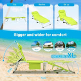 3-in-1 Heavy Duty Tanning Chair with Face Hole Adjustable 5-Position Folding Chaise Lounge Chairs W3399P310389