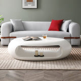 ZNTS 48.42'' Modern Oval Coffee Table, Sturdy Fiberglass Center Cocktail Table Tea Table for Living Room, W876P178612