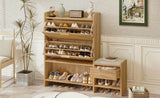 47.2" Shoe Storage Cabinet Rattan Shoe Storage Organizer With 2 Flip Drawers, a Storage Drawer and a N719P228419D