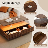 Modern Walnut Rectangular LED Lights Coffee Table with 2 drawers in 47.2" N735P250962D