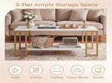 2-Tier Modern Coffee Table with Open Storage Shelf for Living Room & Robot Vacuum Friendly 14480497