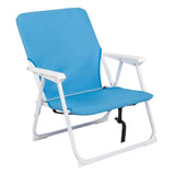 ZNTS 56*60*63cm Load-Bearing 100kg Blue Oxford Cloth White Iron Frame Beach Chair 70107311