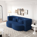 Modern Floor Sofa with 2 Pillows,Convertible Teddy Fabric Foam-Filled Sleeper Sofa Bed,15" Full Size W1885P272263