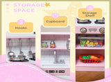 Qaba Play Kitchen, Kids Kitchen Playset Pretend Play Toy Kitchen with Play Phone, Chalkboard, Towel 35279382