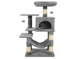 44" Multi-Level Cat Tree with Spacious Top Perch, 2-Door Condo & Hammock for Indoor Cats -Light Gray 72256663
