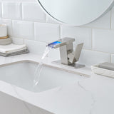Bathroom Sink Faucet LED Light 3 Colors Changing Waterfall Glass Spout Hot Cold Water Mixer Single W1932P171692