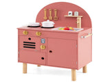 Pink Wooden Kids Play Kitchen with Interactive Stove & Sink, ASTM/CPSIA Compliant Pretend Cooking 21074540