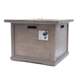 Patio Outdoor 24'' H x 32'' W Square Gas Burning Concrete Fire Pit Wood Pattern - Brown - 40,000 BTU 61907.00-40K