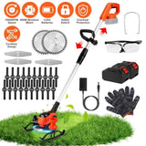 Cordless Wheeled Grass Trimmer - 800W Pure Copper Motor , 2x21V 3000mAh Batteries , 3 53629530