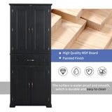 Bathroom Storage Cabinet with Doors and Drawer, Multiple Storage Space, Adjustable Shelf, Black WF308204AAB