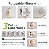 White Vanity Desk with 360&deg Rotated Mirror and Adjustable Lights, Girls Makeup Vanity Table with W1706P236678