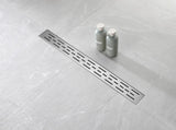28 Inch Linear Shower Drain with Removable Brick Patterned Grate Cover, 304 Stainless Steel Shower 89053086