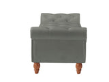 Grey, Solid Wood Legs, Velvet Bedroom End of Bed Storage, Rolled Side Sofa, Toy Storage 89074265