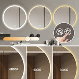 Round LED bathroom mirror with light wall-mounted makeup mirror with adjustable color temperature W2071P313051