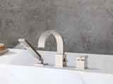 Waterfall Bathtub Faucet with Sprayer, 3-Hole Roman Filler with Hand Shower Deck Mount Waterfall W1224P206180