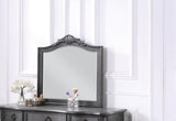 Contemporary Grey Finish Vanity Set w Stool Retro Style Drawers cabriole-tapered legs Mirror w B011113310