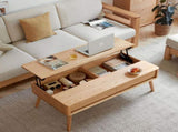 Elevating Center Table Low Table 100% Solid Oak Wood Top Plate Desk Coffee Table Width 120 x Depth W1283P289306