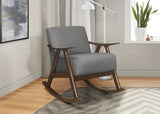 Modern Home Furniture 1pc Rocking Chair Gray Fabric Upholstered Dark Walnut Finish Wood Cushion Seat B011P255260