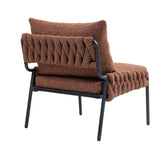 Modern Accent Lounge Chair with Braided Upholstery and Metal Frame, Comfortable Armchair for Living W2215P256511