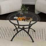3 Piece Tempered Glass Surface Coffee Table Set, Decor Coffee Table Round End Side Table with Sturdy W2167P221147