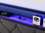 Full Bed Frame Storage Headboard, Charging Station and LED Lights, Upholstered Platform Bed 42481960