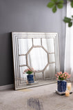 48"x48" Antique Style Decorative Square Wall Mirror with Mirrored Frame, Wall Decor for Living Room W2078126897