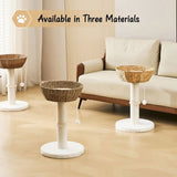 Handwoven Cat Tree Tower - Natural Material Cat Condo with Nest Basket Bed, Cotton Scratching Post, 21946078