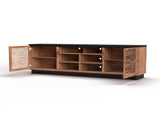 85 inch TV Stand Console for TVs up to 95 inches, No Assembly Required, Black with Bourbon Finish B108P160163