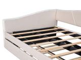 Upholstered Daybed Sofa Bed Twin Size With Trundle Bed and Wood Slat ,Beige 16042144
