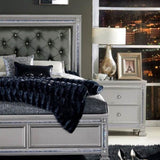 ZNTS Glamorous Modern Design 1pc Nightstand of 2x Drawers Faux Crystal Knobs Silver Finish Furniture B01160811