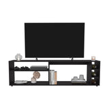 Suxta 63" Wide Tv Stand with Three Open Shelves and Three Bottle Cubbies, Cable Management, Bar Tv B070P254799