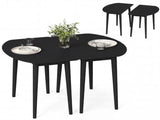45" Extendable Dining Table Set, 2 Half-Round Tables Convertible to Oval for 4-6 People Black 18447026